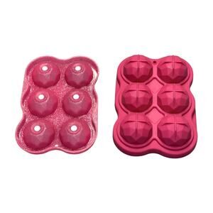 Pink Silicone Sphere Mold Set Faceted Ice Ball Chocolate Resin Unbranded